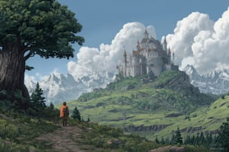 draw fantasy concept landscape illustrations