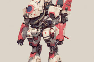 design robots and concept art of futuristic mecha