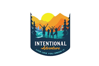 make sustainability logo for vegan travel adventure family