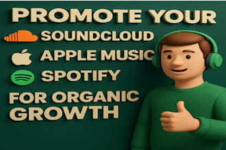 do promotion for soundcloud, apple music spotify via for organic growth