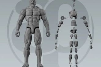 sculpt articulated action figure model, 3d miniature 3d figurine for 3d printing