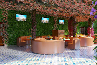 remodel dinner outlet, trellis decor, event party, outdoor restaurant rendering