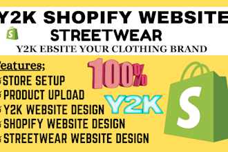 build streetwear y2k shopify store website for clothing brand design redesign