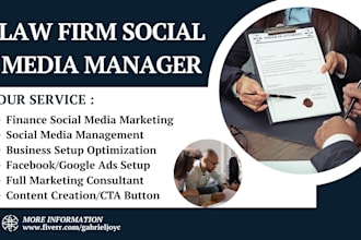 be your law firm social media marketing manager for attorney, lawyers, law firm