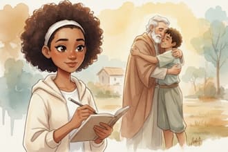 do children story book illustration bible themed christian story watercolor