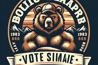 design high quality vintage brown bear mascot logo with t shirt design