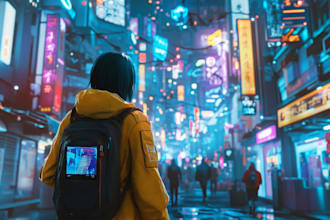 make cyberpunk city and background art illustration