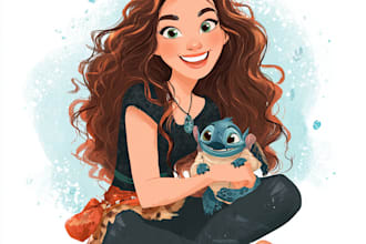 draw your couple into lovely disney cartoon portrait