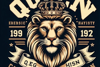 design high quality vintage queen lion mascot logo with t shirt design