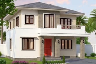 visualize 3d architecture exterior render front elevation facade design of house