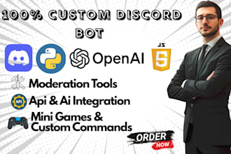 build custom discord bot in python or javascript with automation API scraping