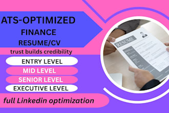 write professional finance resume, financial analyst, accountant, bookkeeper CV