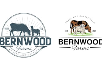 do create unique cow, goat, bull farm logo