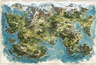 create a high quality detailed fantasy map for dnd and fiction
