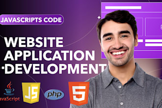 develop web applications using javascript, html, css, php and custom code