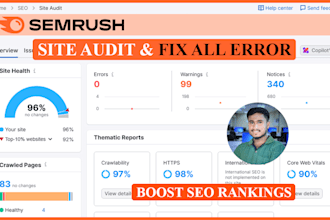do a semrush site audit and fix all errors to boost SEO rankings