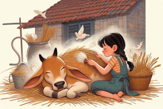 illustrate children story book illustrations with emotion