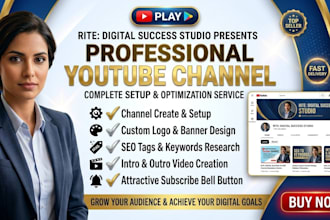 create and setup professional youtube channel with seo