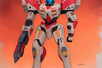 draw your mecha robot fanart or original in digital artwork