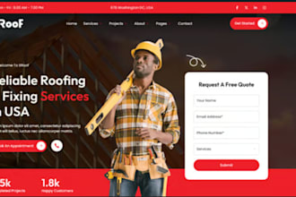 roofing service website landing page with seo optimization