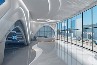 buildup game reception,exhibition interior,lobby reception,galery art,commercial