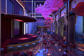 sketchup 3d disco club,hookah lounge,sports bar rendering,3d pizzeria,party hall