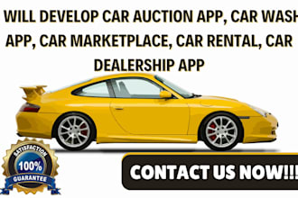 car auction app, car wash app, car marketplace, car rental, car dealership app