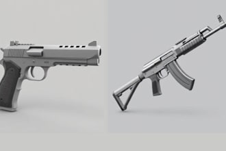 custom 3d gun models for games, animations, cinematics and 3d printing ready