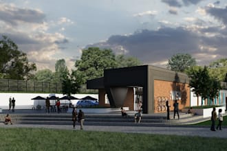 3d exterior, interior pack design,museum rendering, lobby,archive library model