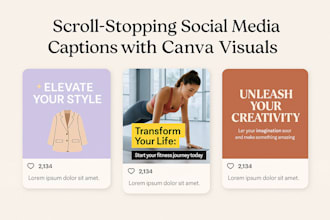 write catchy social media captions and design canva posts
