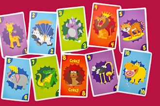 draw digital illustration kids card game design educational memory animal cards