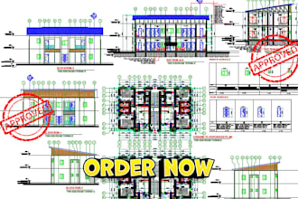 architectural permit plan, architect stamp, engineer pe stamp, for city permit