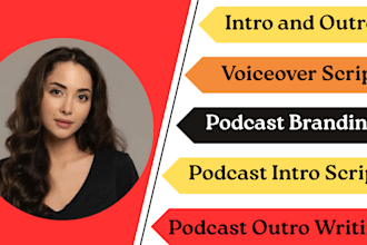 create podcast intro and outro script with music and trailer format