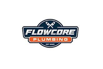 design unique flow core plumbing logo