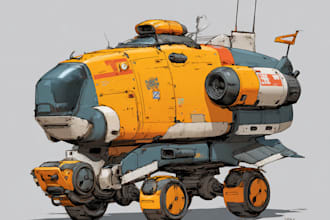 draw spaceship concept art or design a starship or scifi vehicle