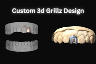 do 3d cad grillz model and teeth jewelry design for printing and casting