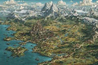 draw a fantasy map with digital watercolors