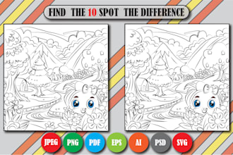 draw a hidden object and the difference images for your amazon KDP