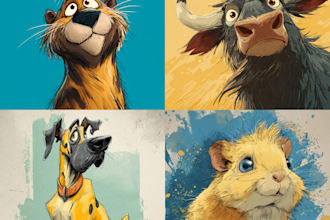 draw custom animal cartoon illustration