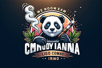 design custom smoking panda mascot logo with unlimited revision