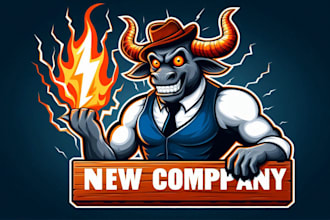 make realistic rage horn mascot logo for you with new concept