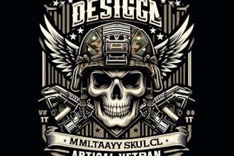 do military skull tactical army veteran t shirt logo