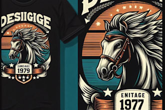 create vintage horse logo t shirt graphics with retro flair