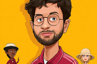 draw cartoon caricature, portrait, avatar, or logo