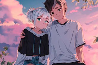 do digital art commission, fanart, oc, avatar in anime style