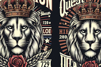 design high quality queen lion mascot logo with t shirt design