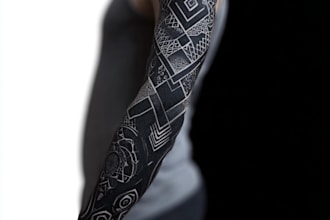 create sleeve tattoo design in geometric style