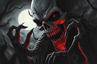 draw dark art illustration with engraving style