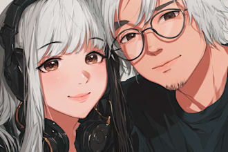 create anime fanart, digital art, vtuber, couple art and cartoon in unique style