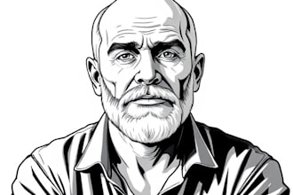 black and white portrait illustration